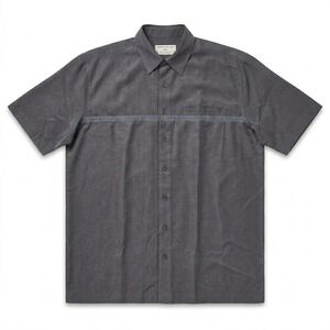 Quiksilver Edition Mens Medium Black Embroidered Stripe Y2K Rayon Shirt SS